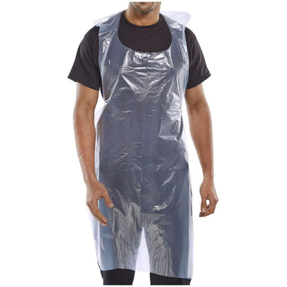 100x Disposable White Plastic Aprons for Adults – Waterproof, 70x120cm, 10 Microns
