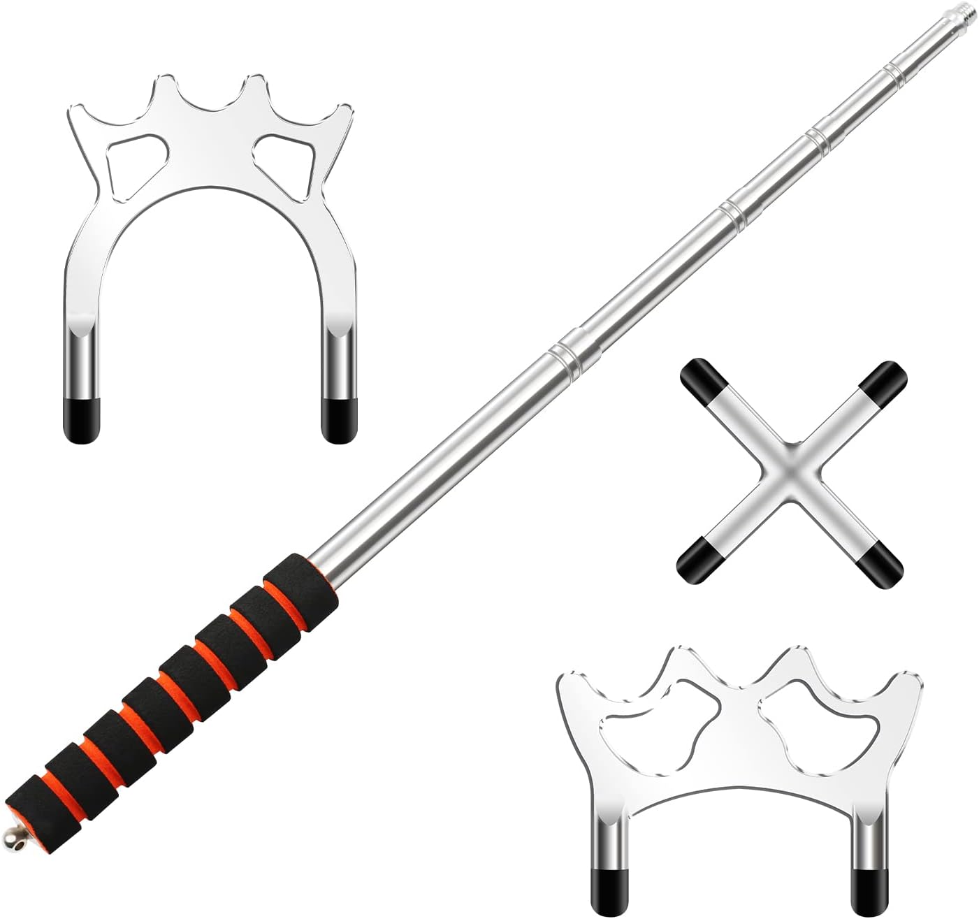 TIHOOK 4 Pcs Billards Cue Stick Bridge, Retractable Billiards Cue with 3 Pcs Removable Brass Bridge Head, Snooker Pool Cue Accessories, Pool Table Accessories for Pool Table (Silver)