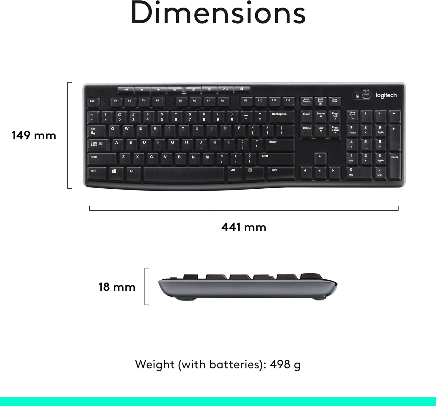 Logitech MK270 Wireless Keyboard & Mouse Combo – 2.4GHz, Multimedia Keys, UK Layout