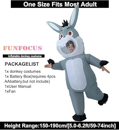 Inflatable donkey Costume, Donkey Costume Adult Inflatable Costumes Adult Size Full Body Blow up Costumes for Adults Women Men Inflatables Fancy Funny Suit for Halloween Carnival Party