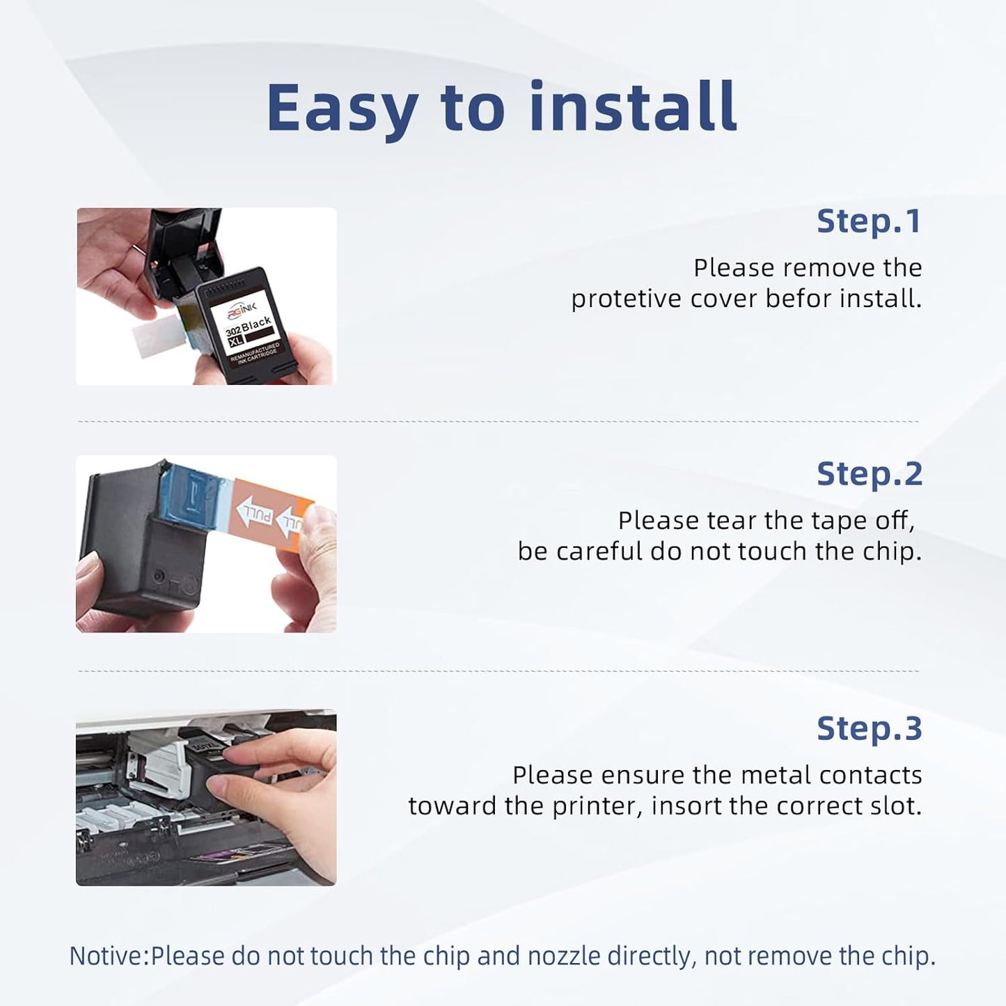 302XL Ink Cartridge Combo for HP 302 – Compatible with Envy, OfficeJet & DeskJet Printers