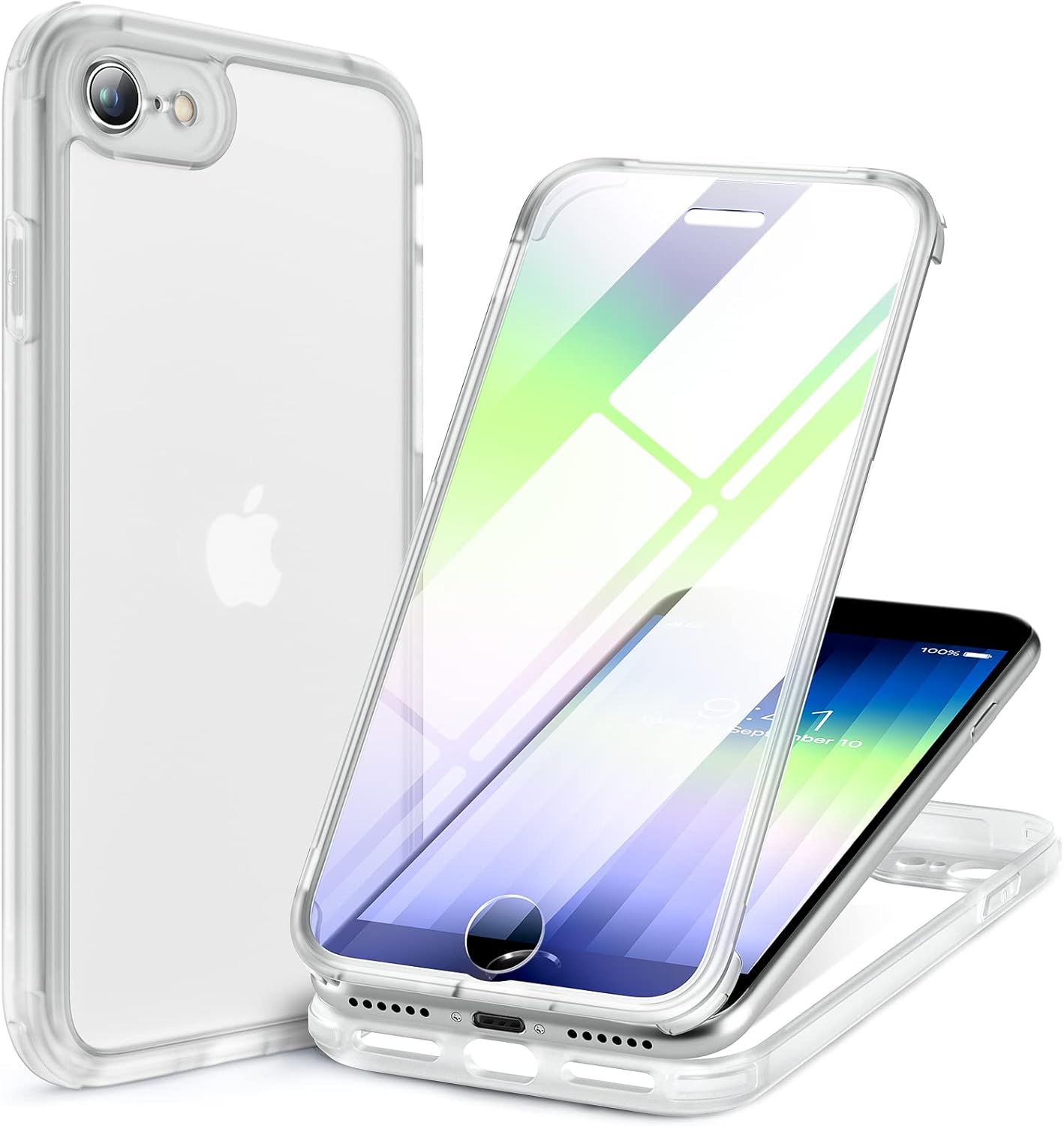 iPhone SE 2020/2022 Case with Glass Protector – 360° Shockproof Transparent Cover