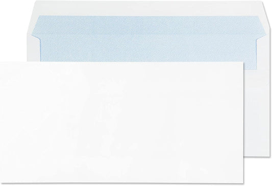 Blake Purely Everyday Self-Seal Wallet Envelopes, DL Size (110 x 220 mm), 90 gsm, White – Pack of 100