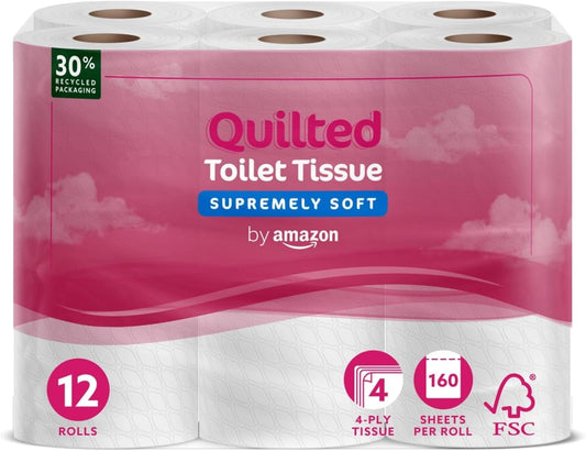 Toilet Tissues, Unscented, 12 Rolls (1 Pack of 12), 160 Sheets per Roll