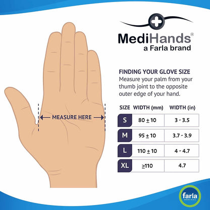 MediHands Nitrile Gloves - Small, Blue, Heavy Duty, Powder-Free, Latex-Free, 100 Pack