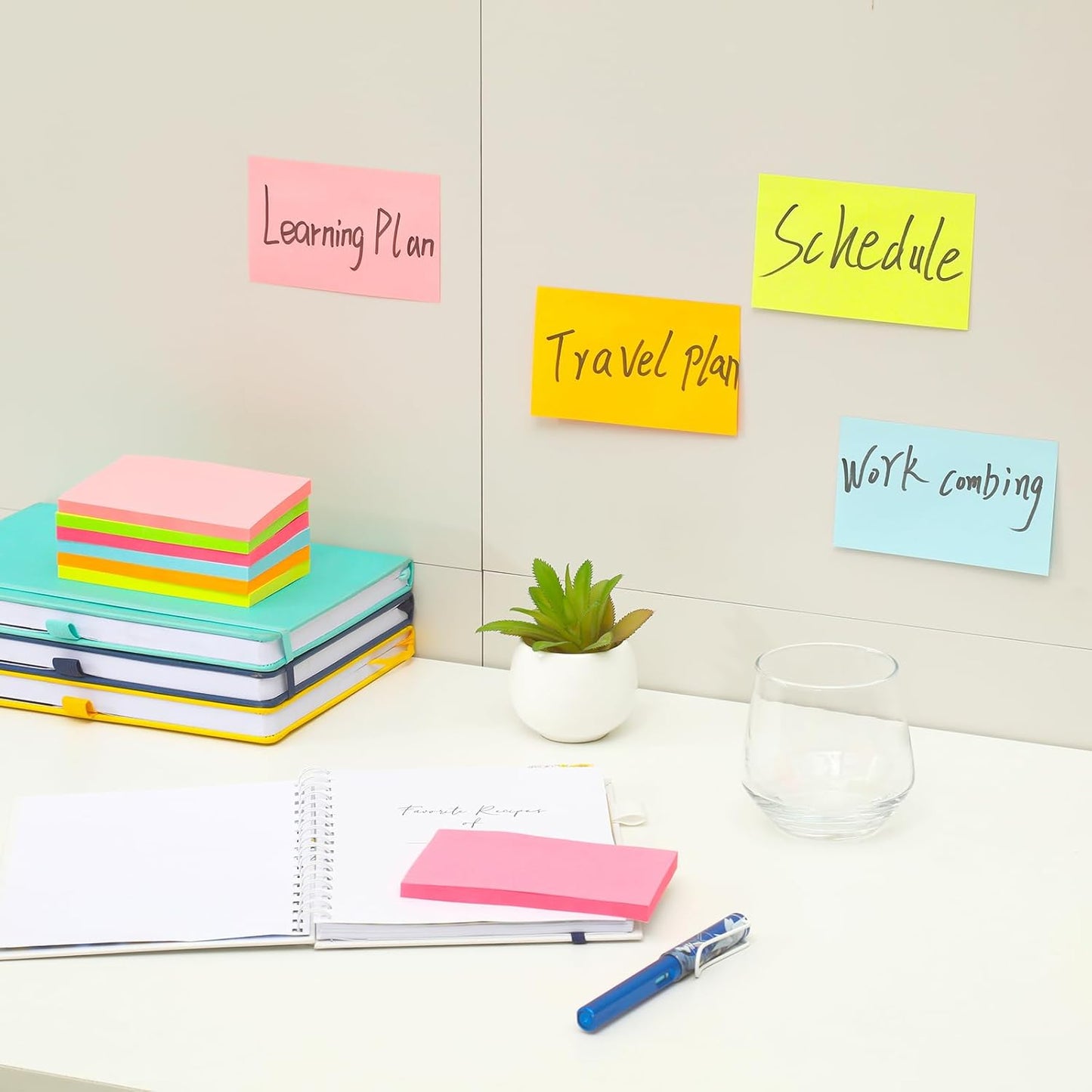 KIFZM Large Sticky Notes 3x5 – 6 Bright Colors, 80 Sheets/Pad for Office & School