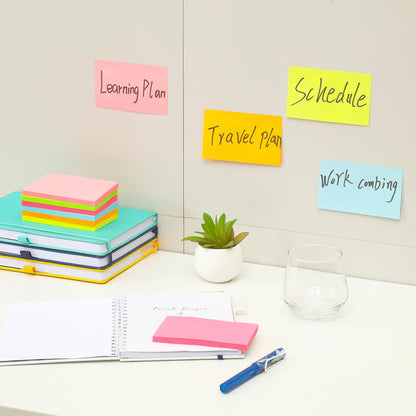 KIFZM Large Sticky Notes 3x5 – 6 Bright Colors, 80 Sheets/Pad for Office & School