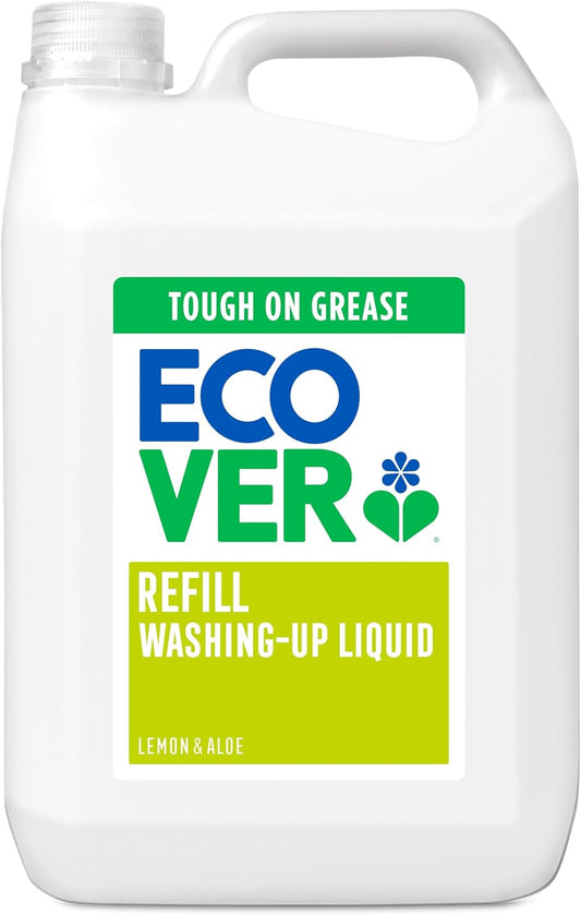 Ecover Washing Up Liquid Refill 5L – Lemon & Aloe Vera | Eco-Friendly Dish Soap