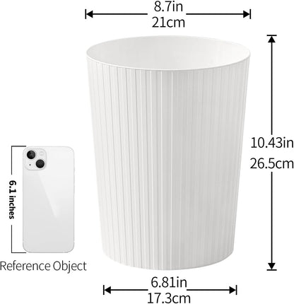 Set of 3 | 7.2L White Plastic Trash Bins for Kitchen, Bedroom & Office – Open Top