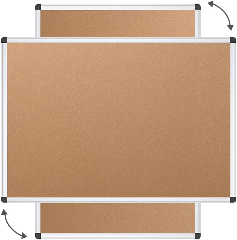 VIZ-PRO 120x90 cm Cork Notice Board with Silver Aluminum Frame
