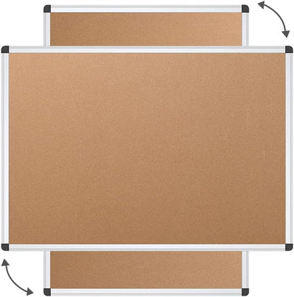VIZ-PRO 120x90 cm Cork Notice Board with Silver Aluminum Frame