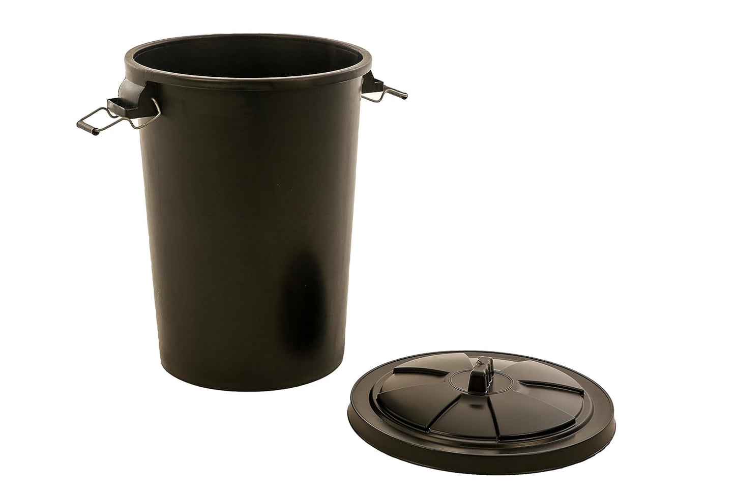 2-Pack Large 90L Black Garden Dustbin - Heavy Duty Plastic Waste Bin with Lid