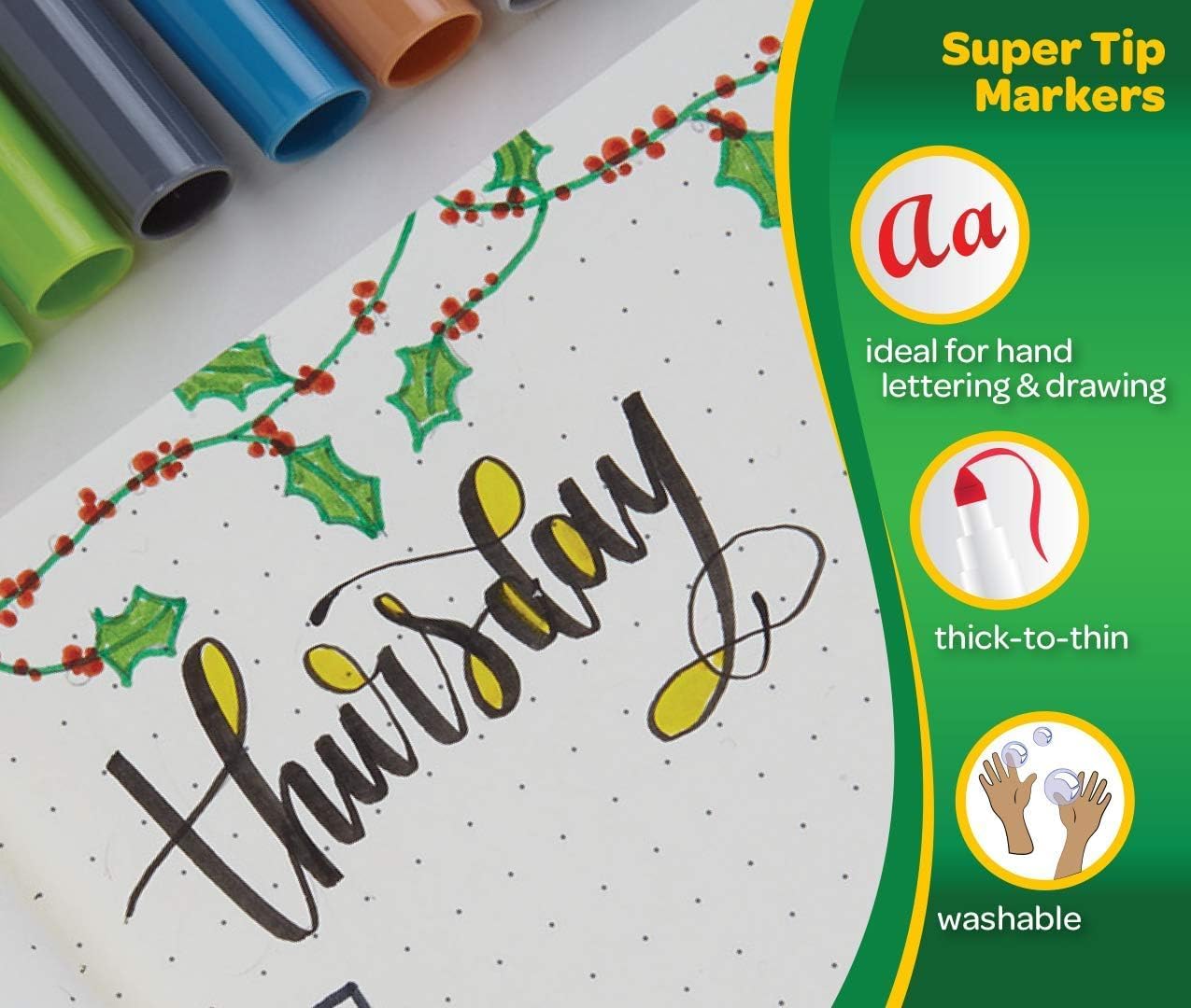 CRAYOLA SuperTips Washable Markers – Assorted Colours, Easy-Clean, Kid-Friendly Pens