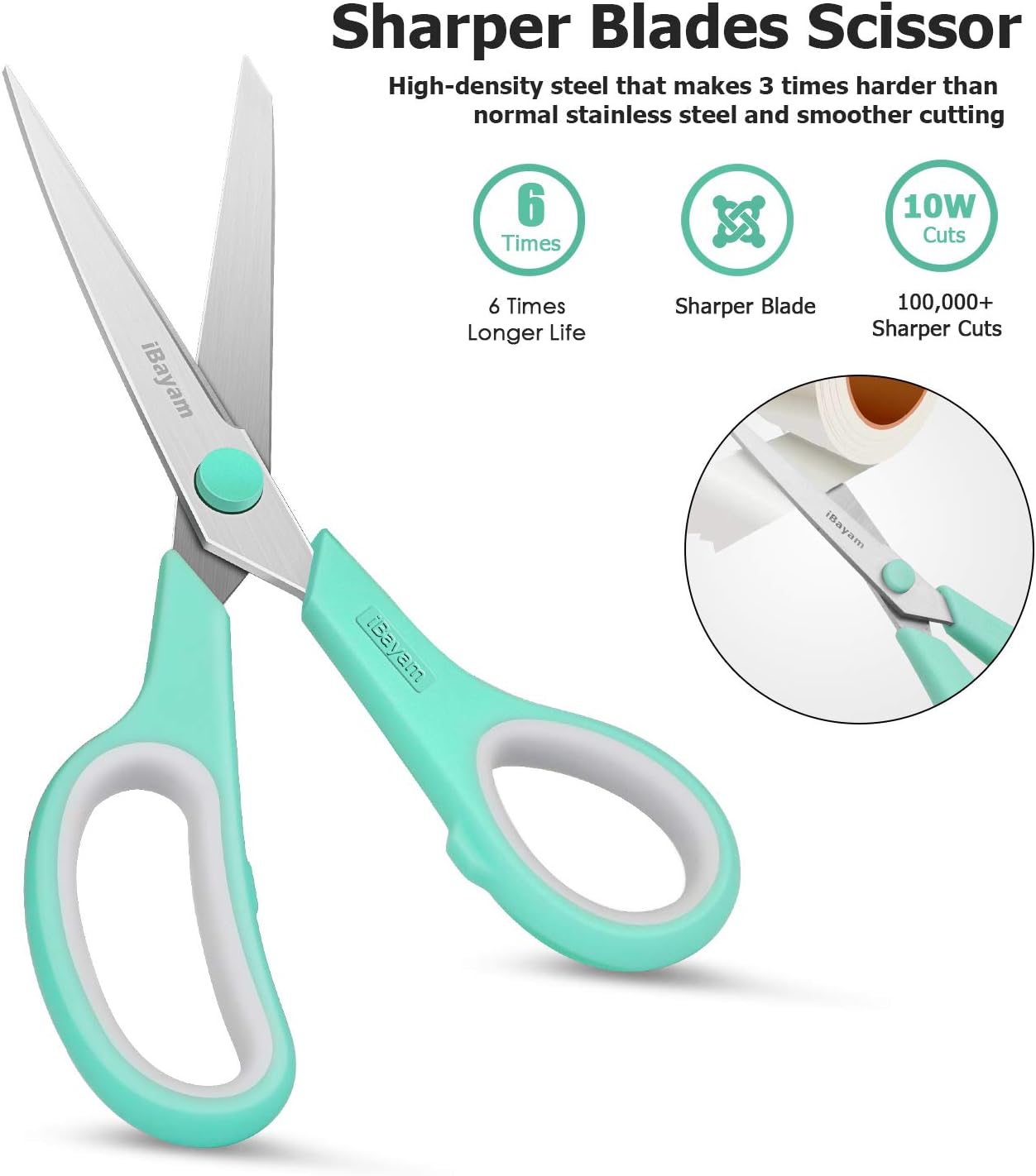 8'' Multipurpose Scissors 3-Pack – Sharp, Heavy Duty for Home, Office, School & Sewing