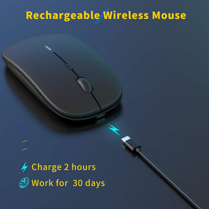 Anmck Wireless Silent Mouse,USB Laptop PC Cordless Rechargeable Slim Mice, 10m Remote Range,1600 DPI 6 Adjustment Levels Noiseless Mini Mouse,Home & Office for Windows