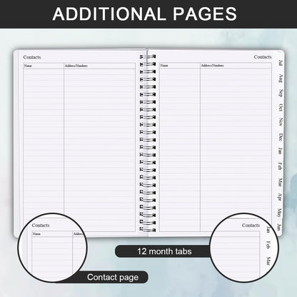 2025-2026 Diary, A5 Weekly Planner with Monthly Tabs, July 2025 - June 2026, Back Pocket, Planner 2025-2026 with Elastic Closure, Flexible Cover, 14.8×21cm, Black