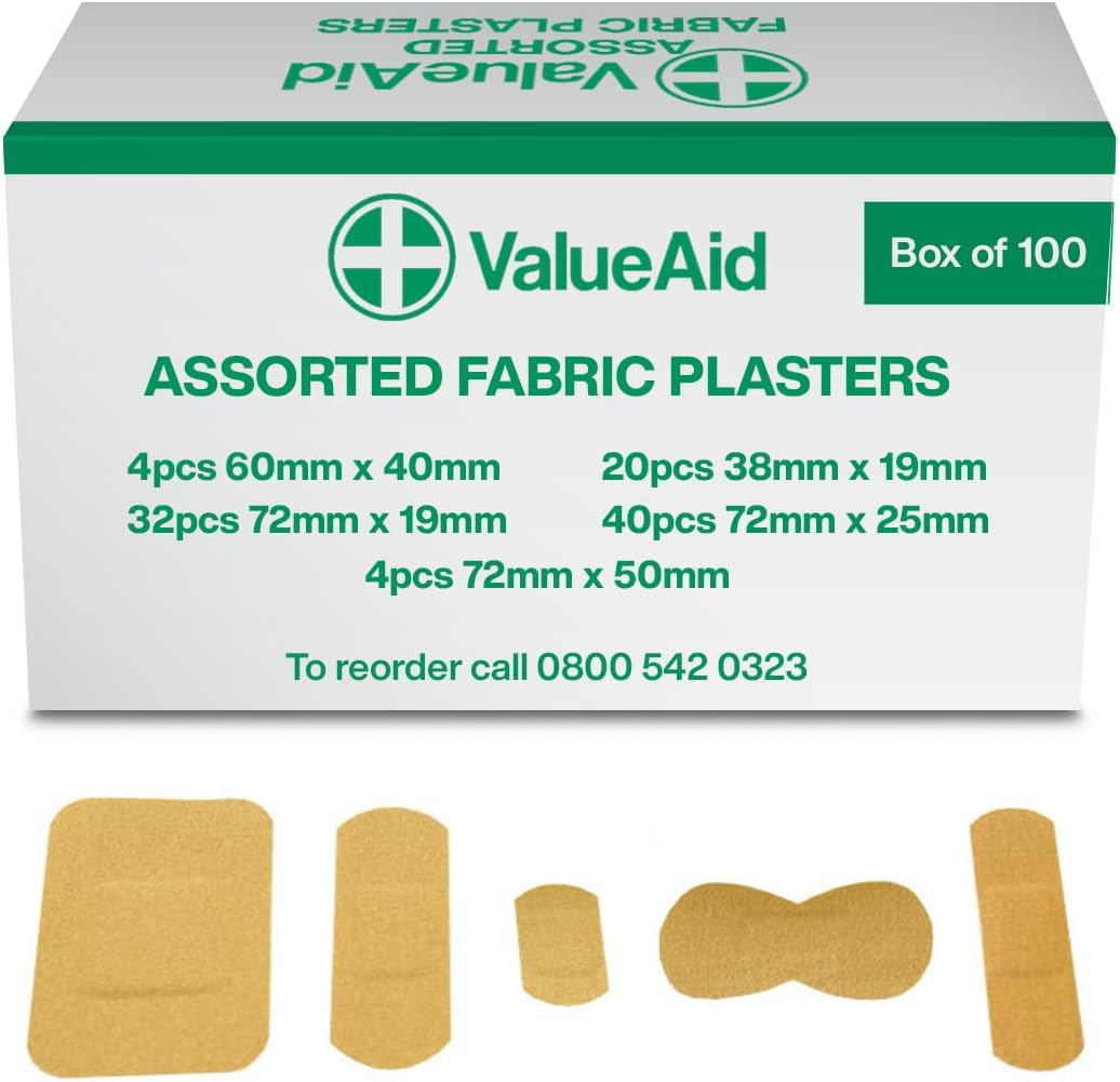 Value Aid Assorted Fabric Plasters -100 Count (Pack of 1)