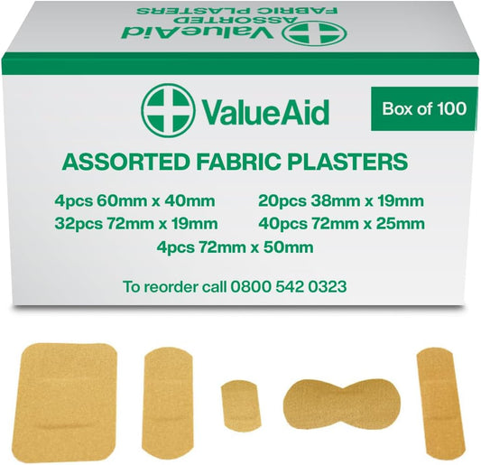 Value Aid Assorted Fabric Plasters -100 Count (Pack of 1)