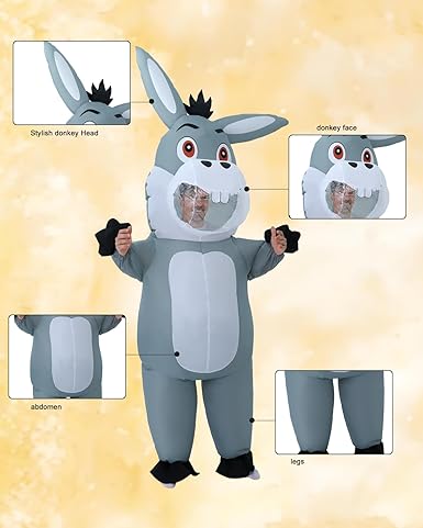 Inflatable donkey Costume, Donkey Costume Adult Inflatable Costumes Adult Size Full Body Blow up Costumes for Adults Women Men Inflatables Fancy Funny Suit for Halloween Carnival Party