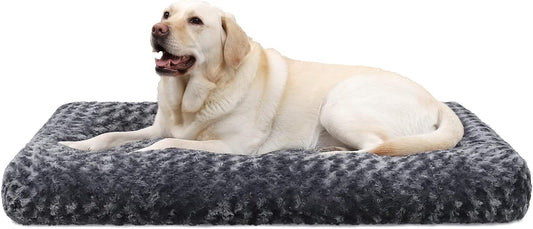 KSIIA Large Washable Dog Bed – Anti-Anxiety Crate Mat with Non-Slip Bottom, 90x60cm