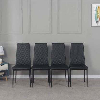 Diamond Dining Chairs,Faux Leather Metal Legs High Back Seat Home Kitchen Dining Room Chairs (8, Black)