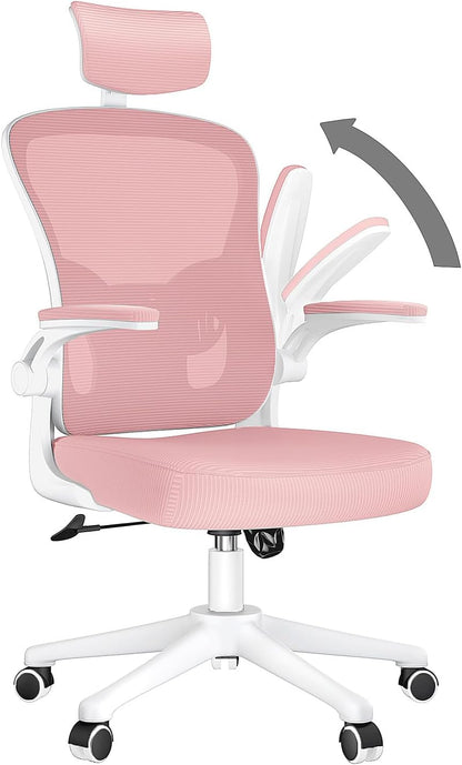 Ergonomic High Back Office Chair with Lumbar Support & Flip-Up Arms for Home Desk