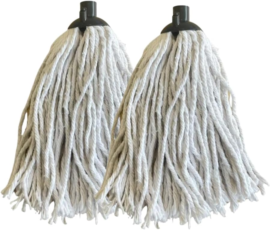 REQUISITE NEEDS long cotton floor mop – Looped string with detachable head and handle ergonomic design lightweight easy to use Includes 2 strings heads (pack of heads), Grey