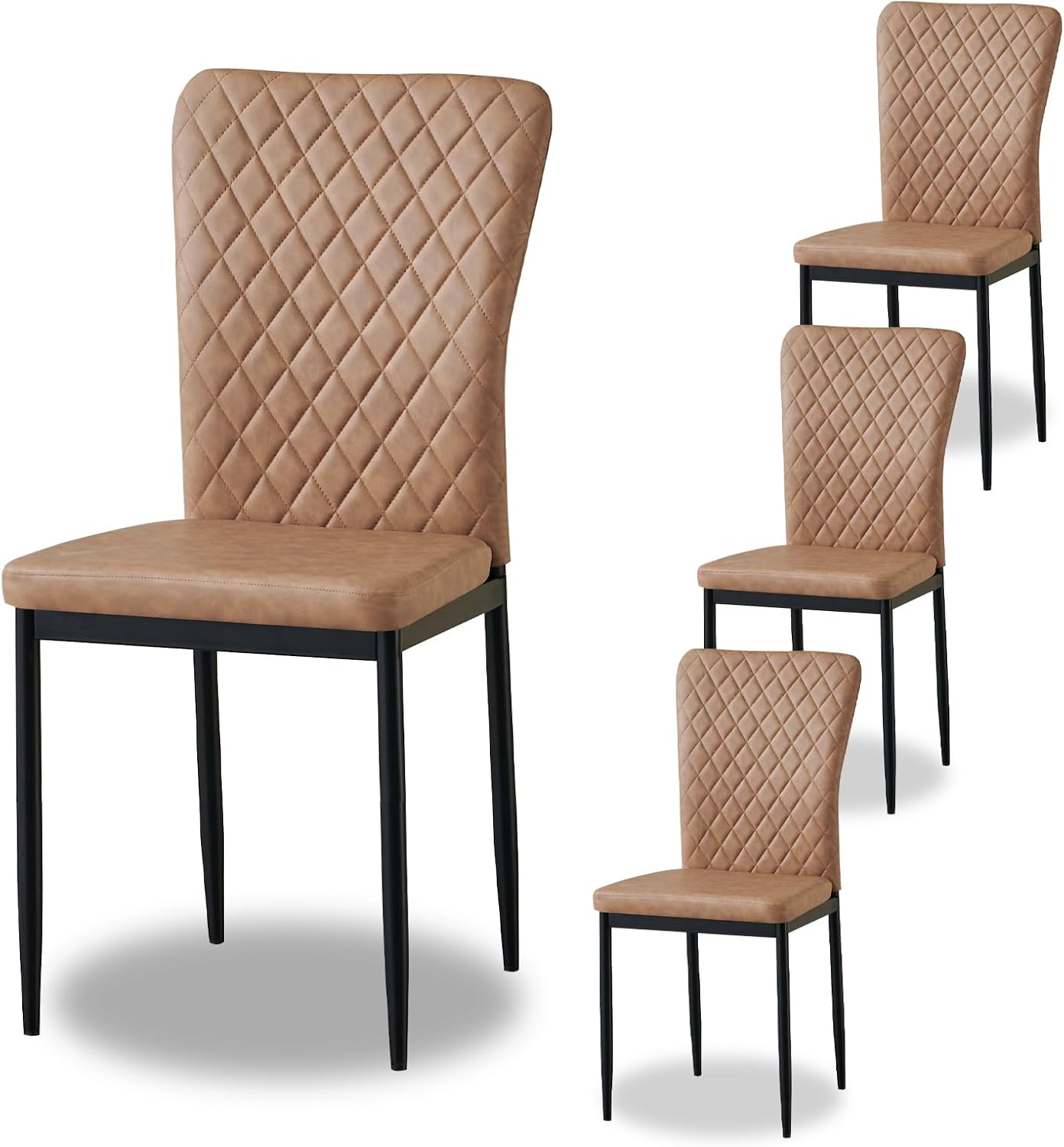 Modern Upholstered Dining Chairs Set of 4/6/8 – High Back, Metal Legs, Multi-Color