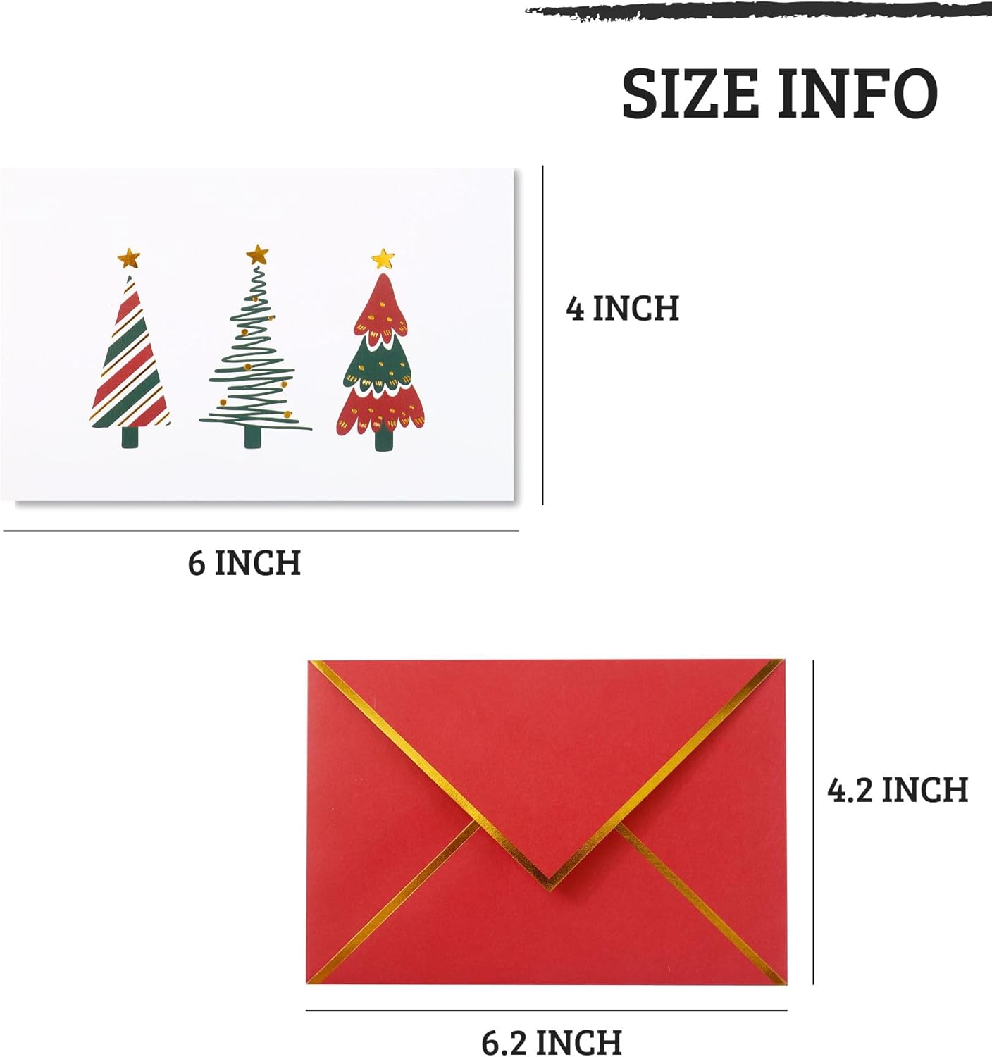 Heavy Duty Merry Christmas Cards Boxed with Envelopes - 20 PK - 4x6 Inches Assorted Christmas Cards with Envelopes Holiday Bulk Christmas Greeting Cards Cute