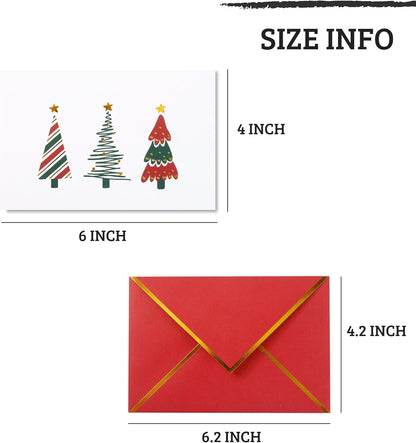 Heavy Duty Merry Christmas Cards Boxed with Envelopes - 20 PK - 4x6 Inches Assorted Christmas Cards with Envelopes Holiday Bulk Christmas Greeting Cards Cute