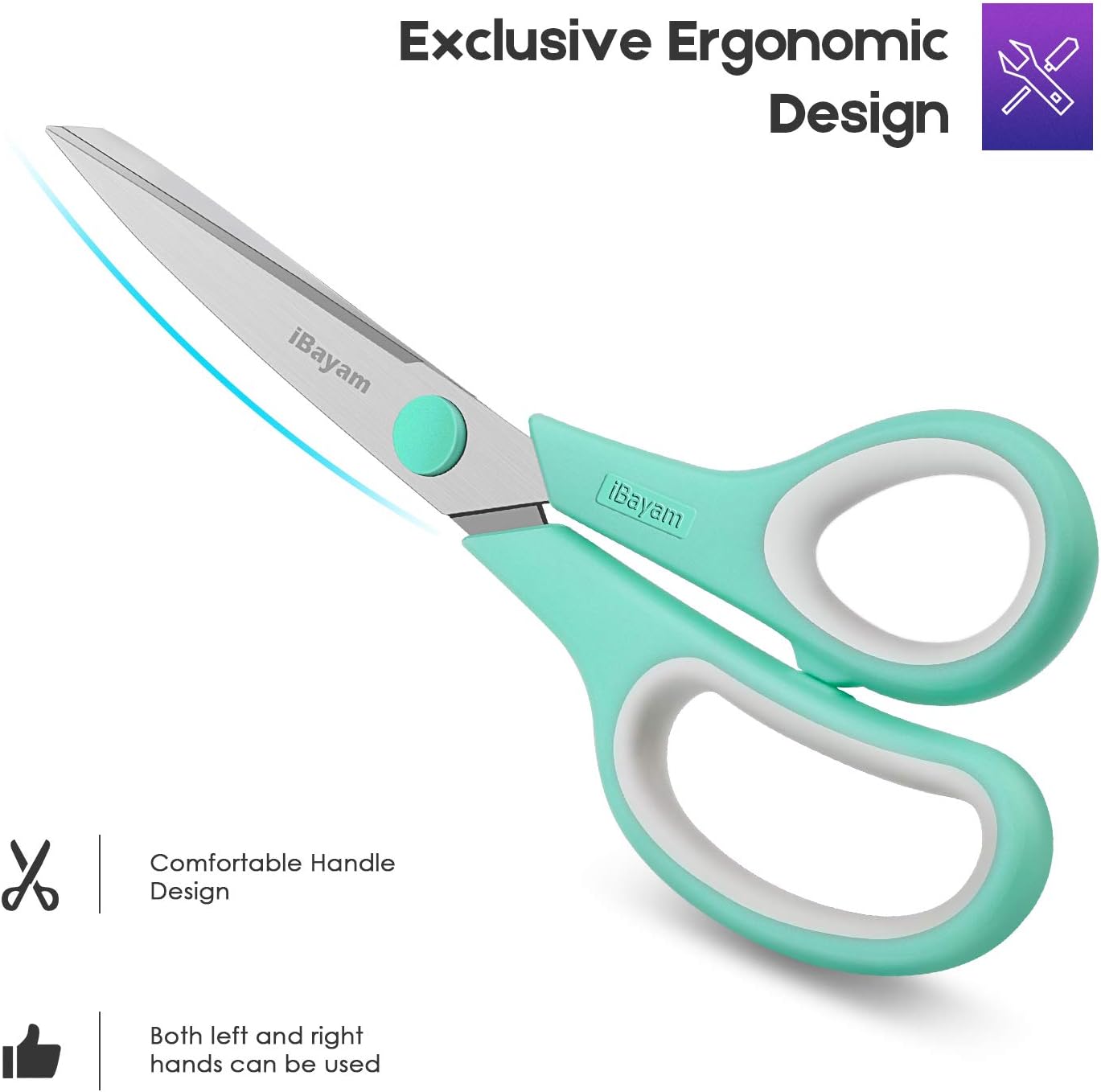 8'' Multipurpose Scissors 3-Pack – Sharp, Heavy Duty for Home, Office, School & Sewing