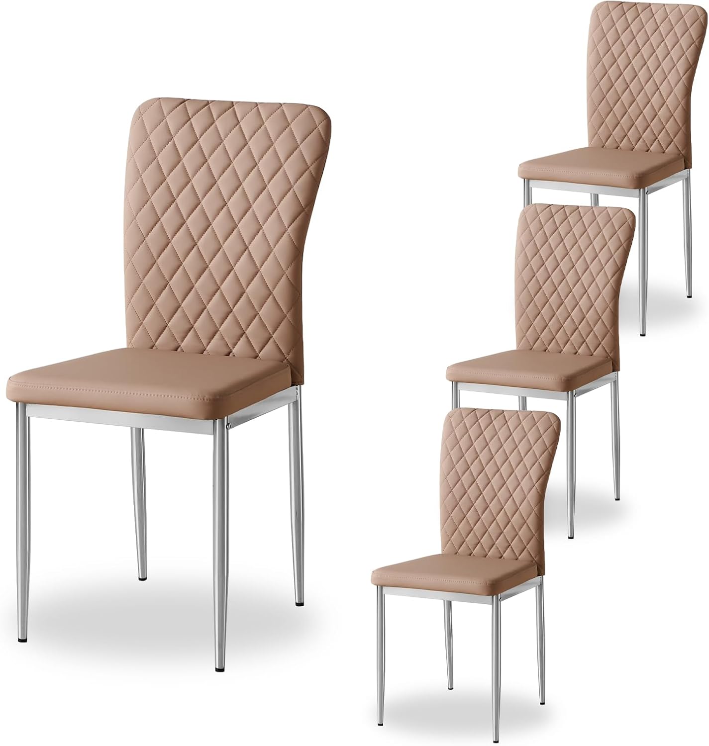 Modern Upholstered Dining Chairs Set of 4/6/8 – High Back, Metal Legs, Multi-Color