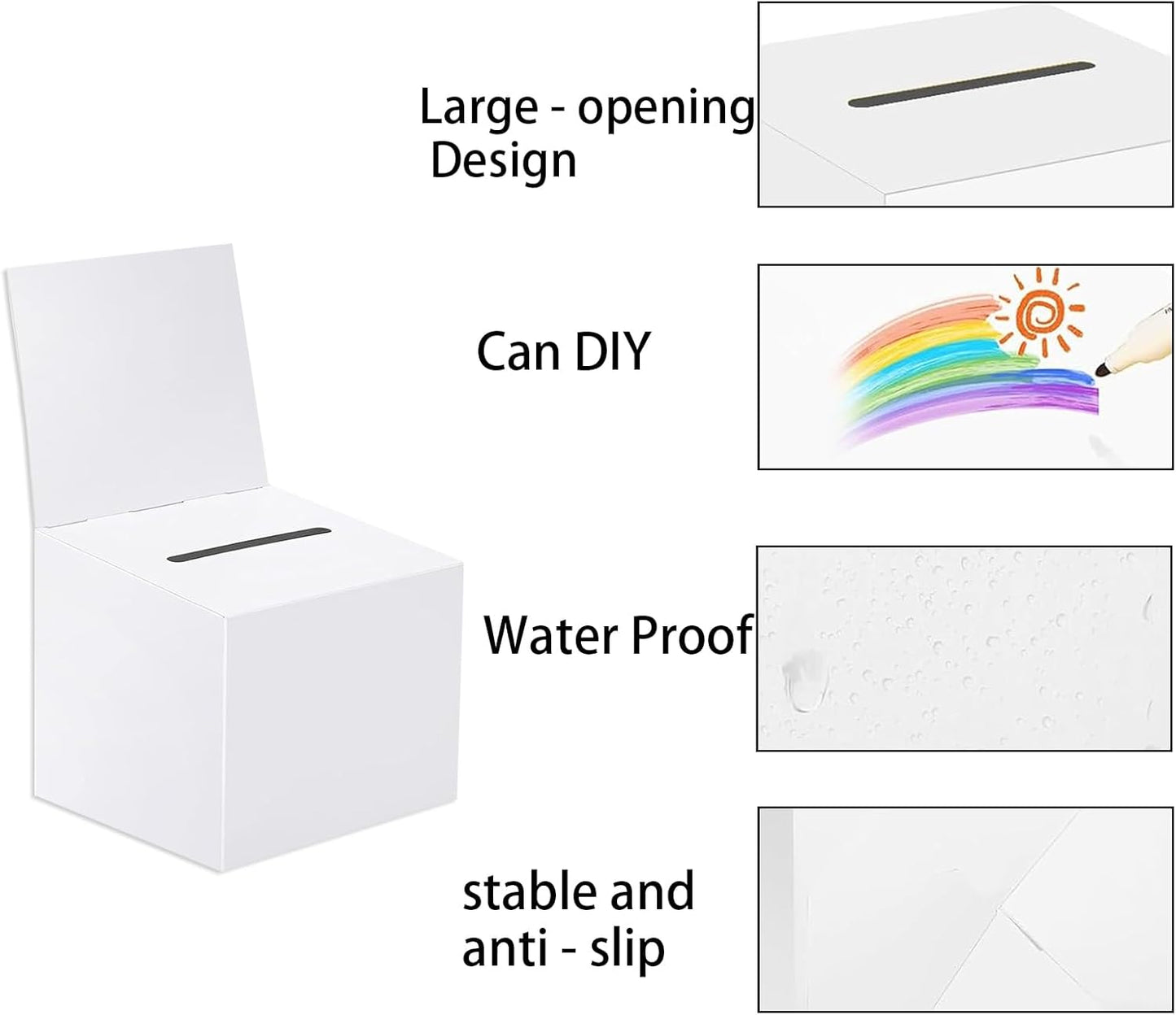 Ballot Box,Suggestion Box,Foldable Cardboard Ballot Boxes,Feedback Card Boxs,with Slotted Removable Heads,for Donations,Charity Voting Collecting Fundraising Party Raffle Comment Wedding Blessings