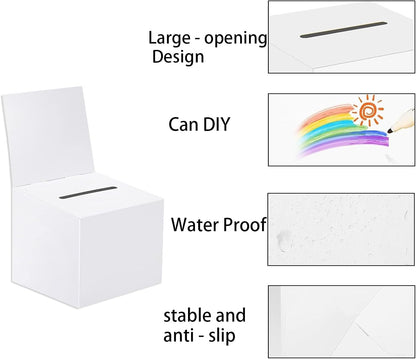 Ballot Box,Suggestion Box,Foldable Cardboard Ballot Boxes,Feedback Card Boxs,with Slotted Removable Heads,for Donations,Charity Voting Collecting Fundraising Party Raffle Comment Wedding Blessings