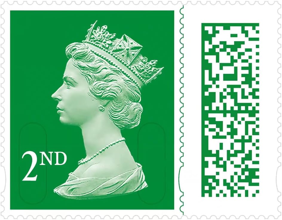 2nd Class Stamps (20 Pack) - Self Adhesive UK Letter Postage Stamps for Standard Mail with Barcode