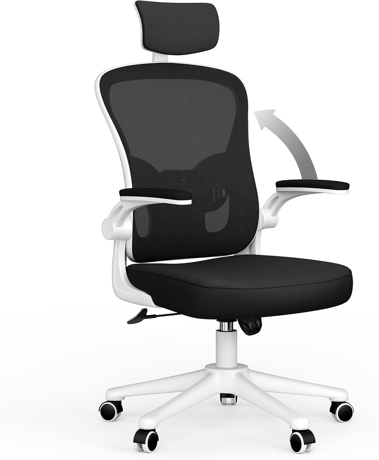 Ergonomic High Back Office Chair with Lumbar Support & Flip-Up Arms for Home Desk