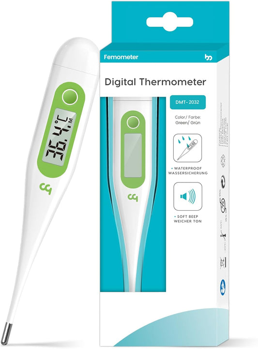 Digital Oral Thermometer for Adults & Kids – Fast, Accurate & Fever Indicator - Green