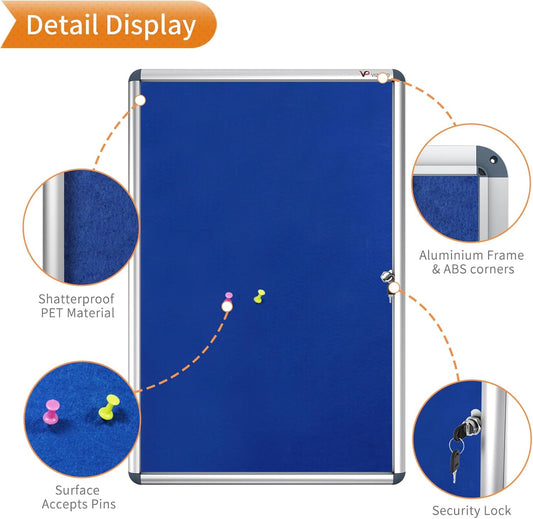 Viz-Pro Indoor Tamperproof Lockable Noticeboard 900X600mm