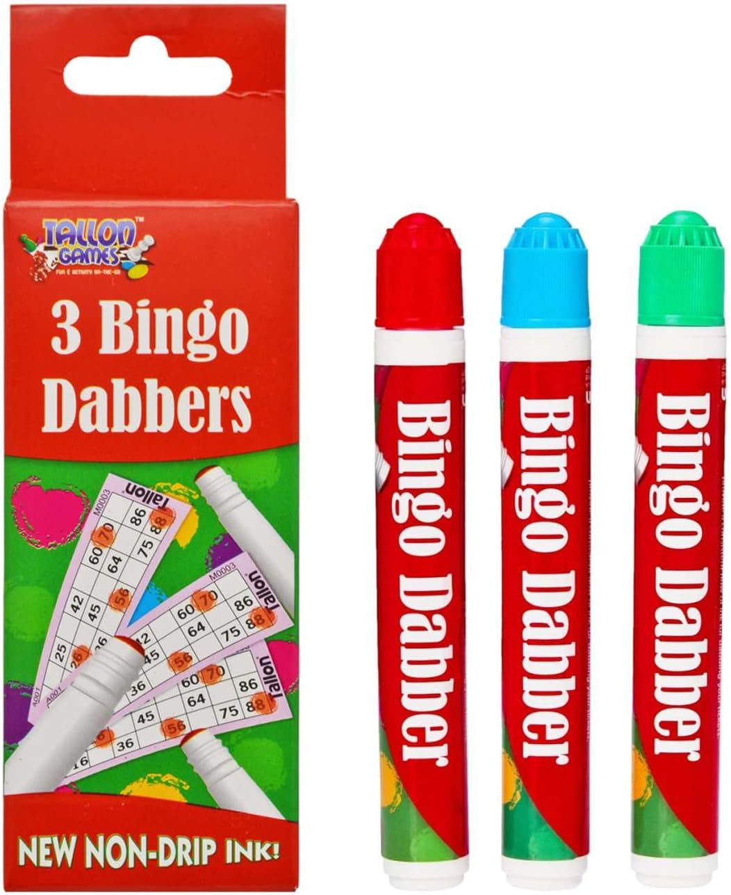 Pheleam Bingo Dabbers - 4 Pack, 12 Dabbers, Bright Red, Blue, and Green, Non-Drip Bingo Pens, Perfect for Bingo Nights at Bingo Halls & With Friends and Family, Mess-Free Pens