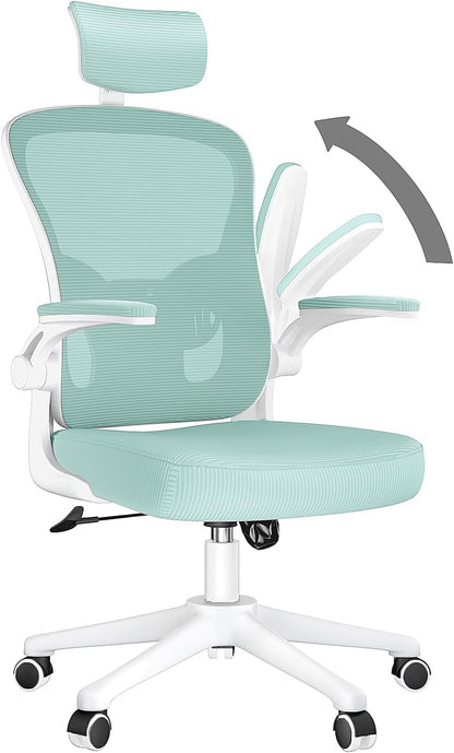 Ergonomic High Back Office Chair with Lumbar Support & Flip-Up Arms for Home Desk