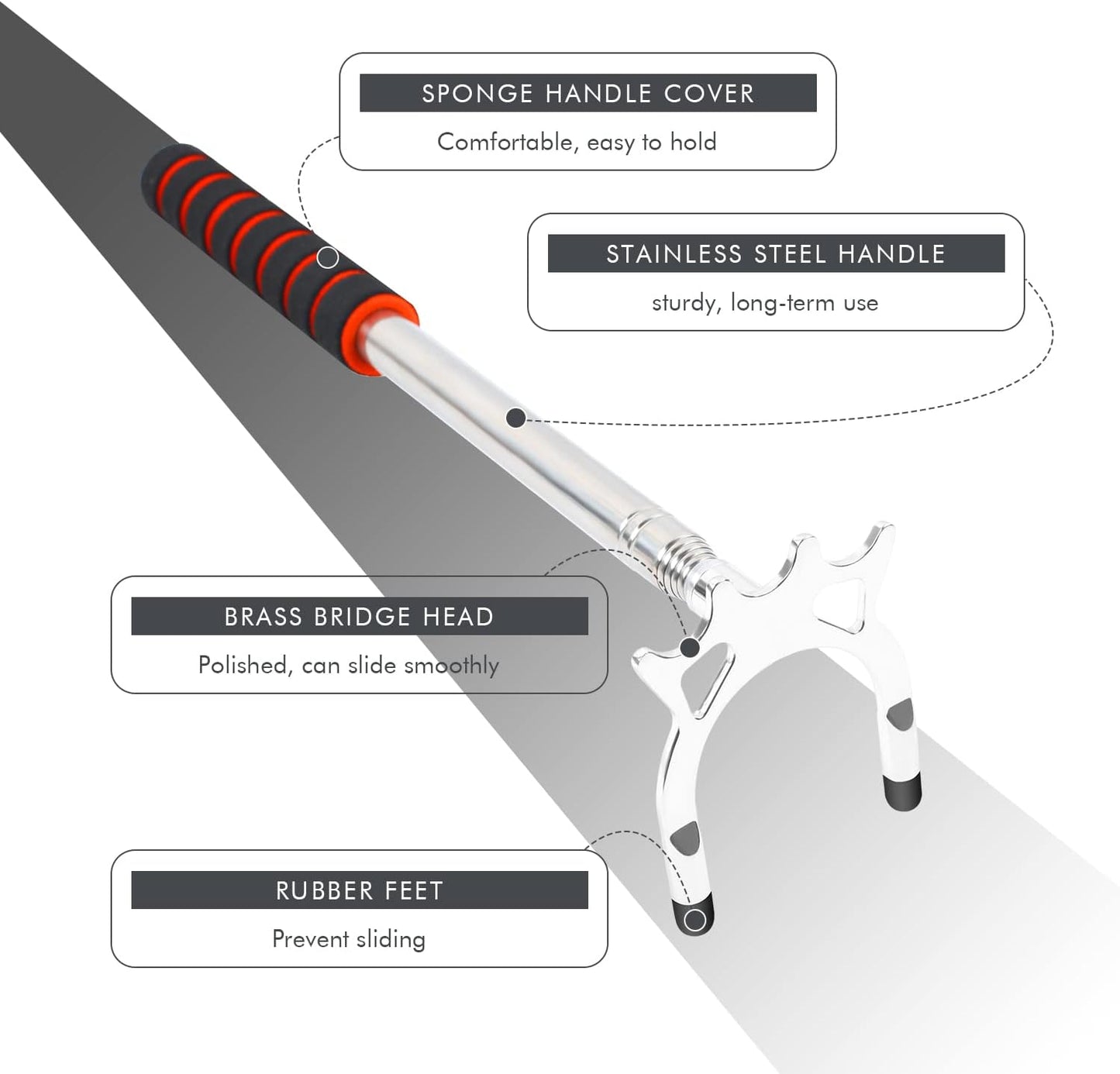 TIHOOK 4 Pcs Billards Cue Stick Bridge, Retractable Billiards Cue with 3 Pcs Removable Brass Bridge Head, Snooker Pool Cue Accessories, Pool Table Accessories for Pool Table (Silver)