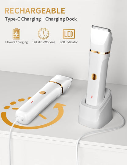 3-in-1 Lady Shaver & Bikini Trimmer – Waterproof, Painless Razor for Body & Face