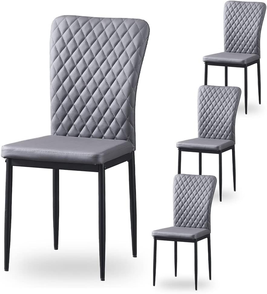 Modern Upholstered Dining Chairs Set of 4/6/8 – High Back, Metal Legs, Multi-Color