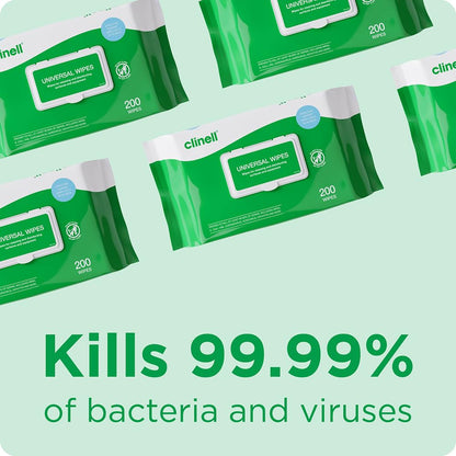 Clinell Universal Disinfectant Wipes – 200 Pack, Kills 99.99% Germs in 10 Seconds