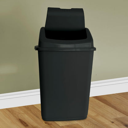 60L Large Black Swing Bin – Durable Plastic Dustbin for Kitchen & Home Waste