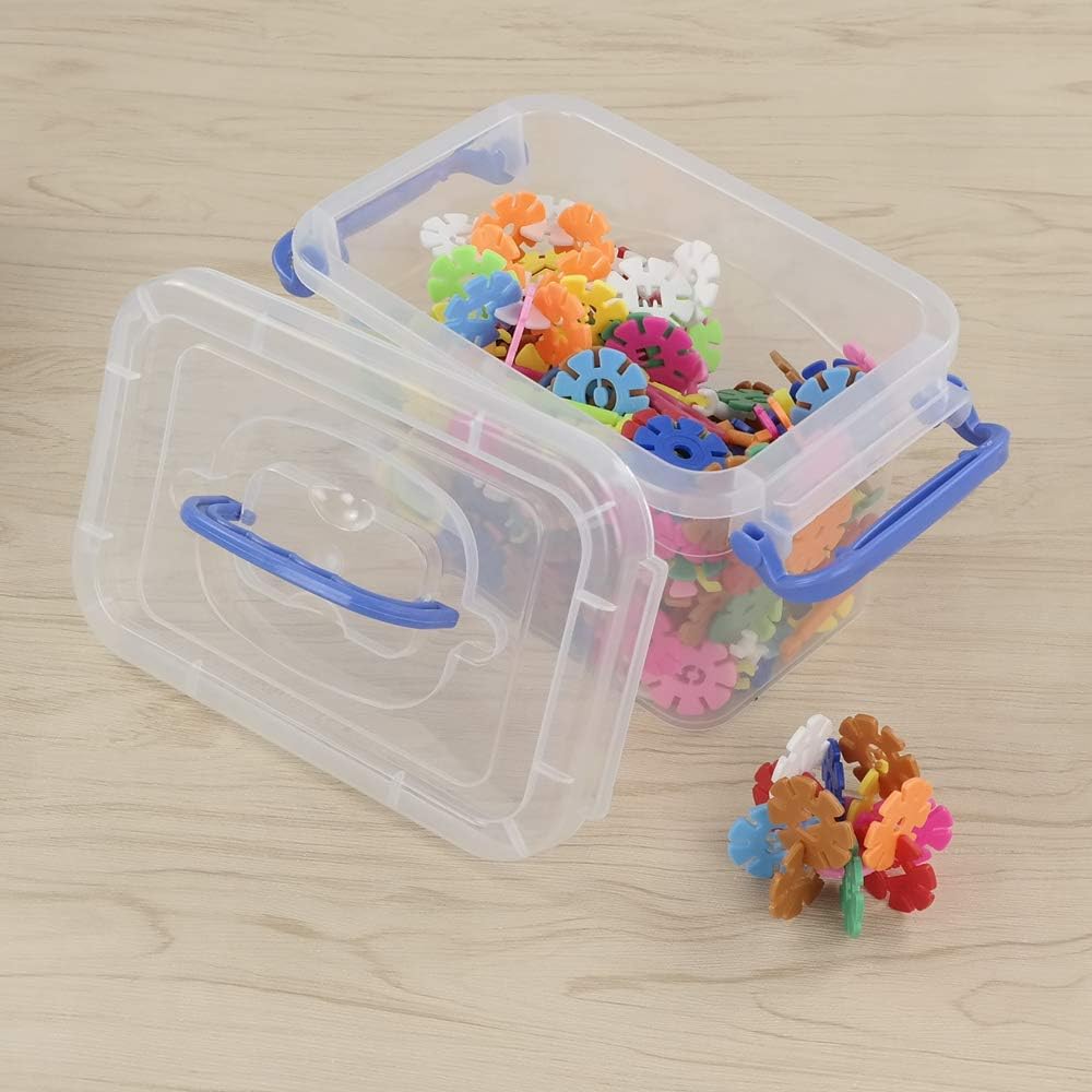 Mini Storage Boxes with Lids, 1.8 L Plastic Transparent Boxes Set of 6