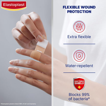 Elastoplast Fabric Extra Flexible Plaster, Pack of 40, Cranberry