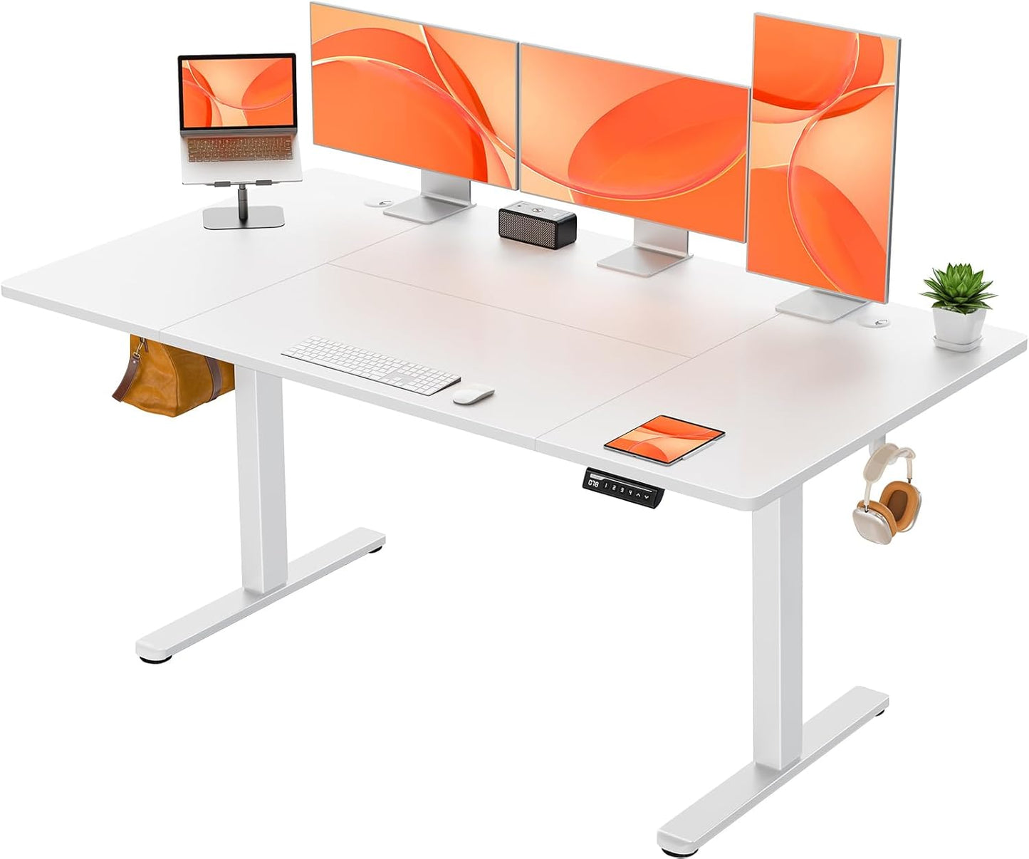 Electric Height Adjustable Standing Desk with 4 Memory, Smart Panel, Home Office