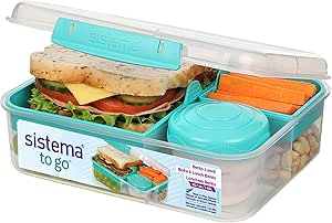 Sistema Bento Box LUNCH | Bento School Lunch Box with Compartments | 1.65 L | Food Storage Container in Minty Teal | 1 Count