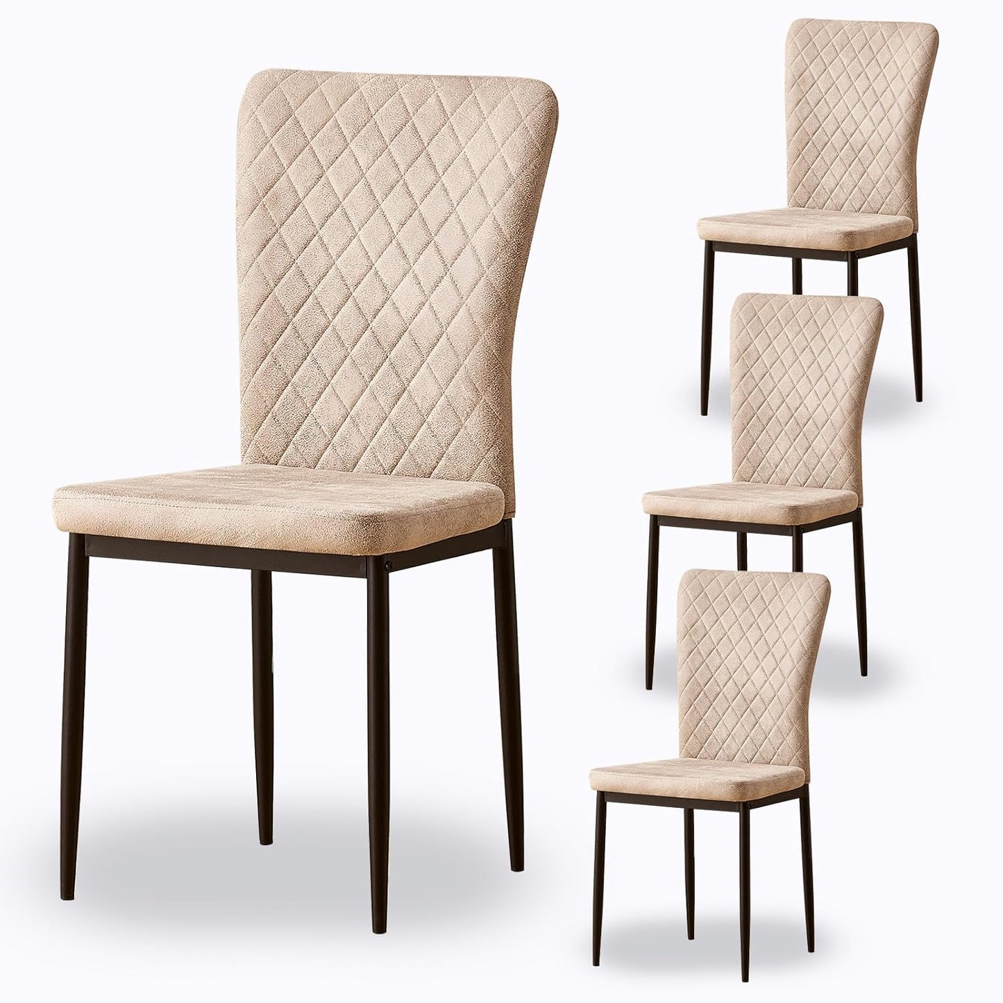 Modern Upholstered Dining Chairs Set of 4/6/8 – High Back, Metal Legs, Multi-Color